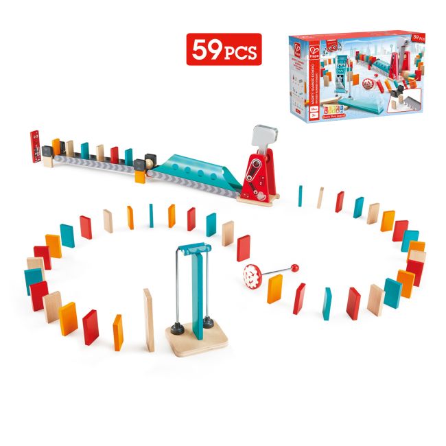 Jucarie din lemn - Domino cu ciocan puternic (59 piese)