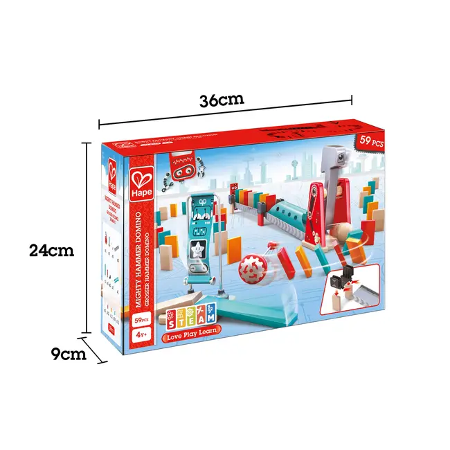 Jucarie din lemn - Domino cu ciocan puternic (59 piese)