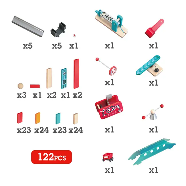Jucarie din lemn - Domino fabrica de roboti (122 piese)