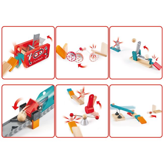 Jucarie din lemn - Domino fabrica de roboti (122 piese)