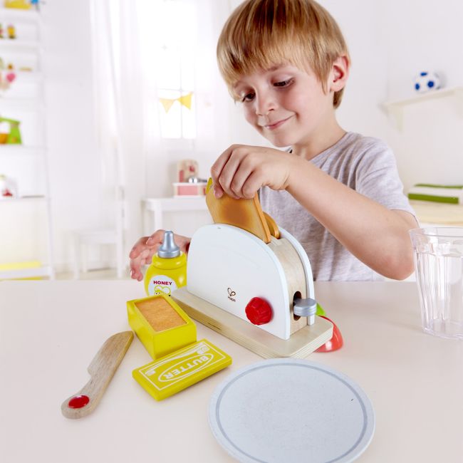 Jucarie din lemn - Toaster si accesorii mic dejun