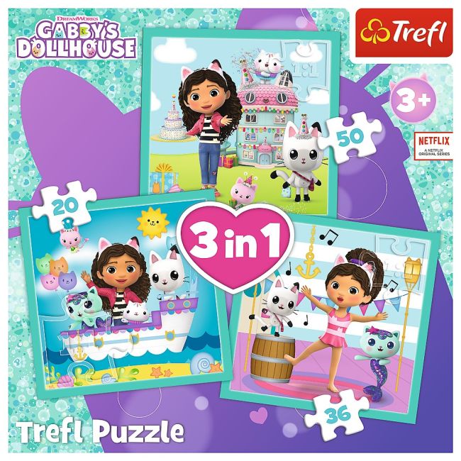 PUZZLE TREFL 3IN1 GABBYS DOLLHOUSE ACTIVITATILE LUI GABBY VIV34871