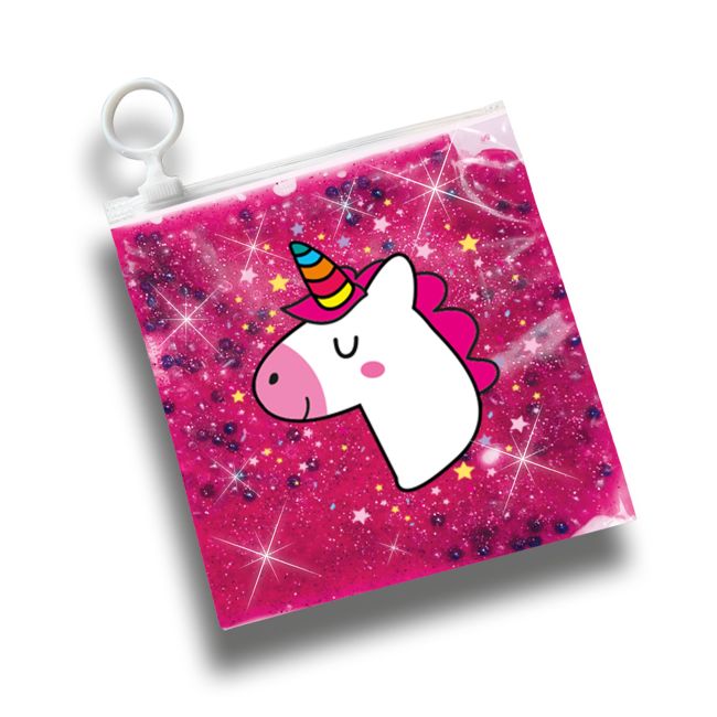 Set de mixat slime roz cu sclipici si margele - Unicorn
