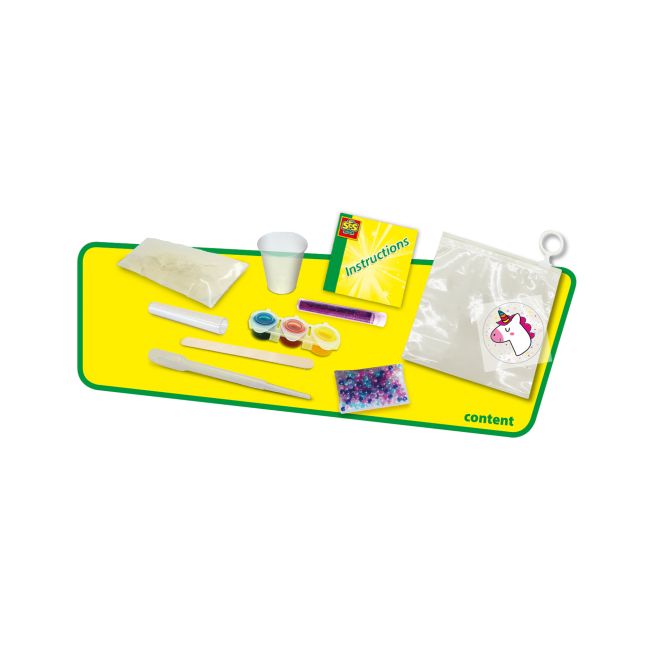 Set de mixat slime roz cu sclipici si margele - Unicorn