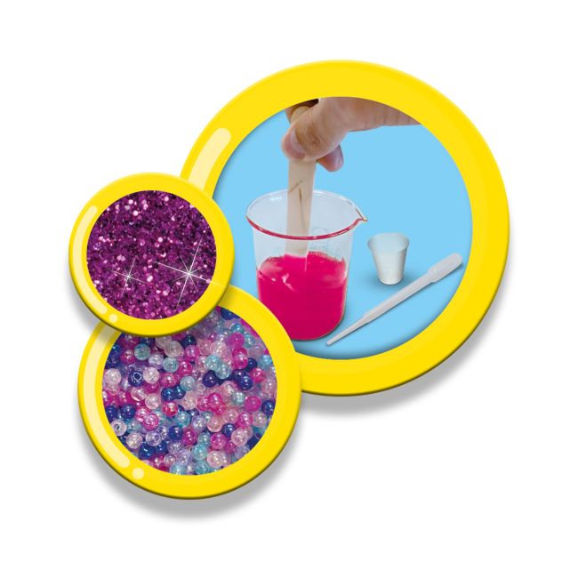 Set de mixat slime roz cu sclipici si margele - Unicorn
