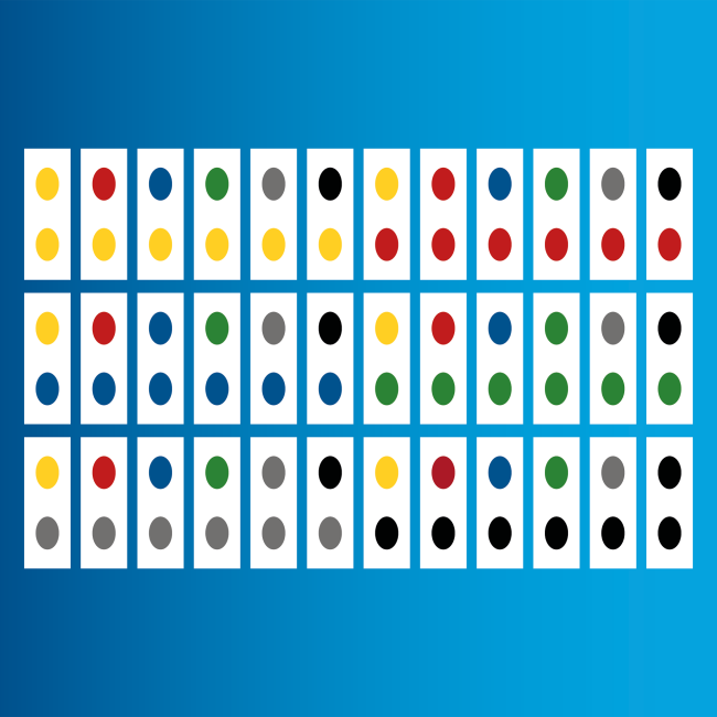 Joc 2 in 1 Potriveste 4 & Domino curcubeu Hubelino (71 piese)