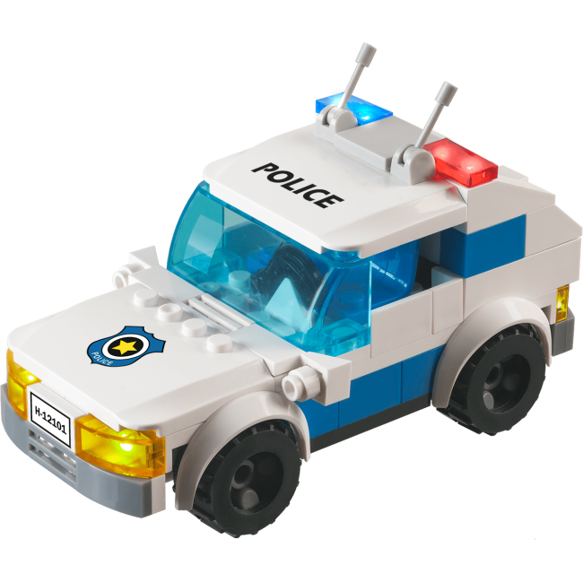Jucarie Stax - Set constructie copii cu lumini si sunete - Masina de politie