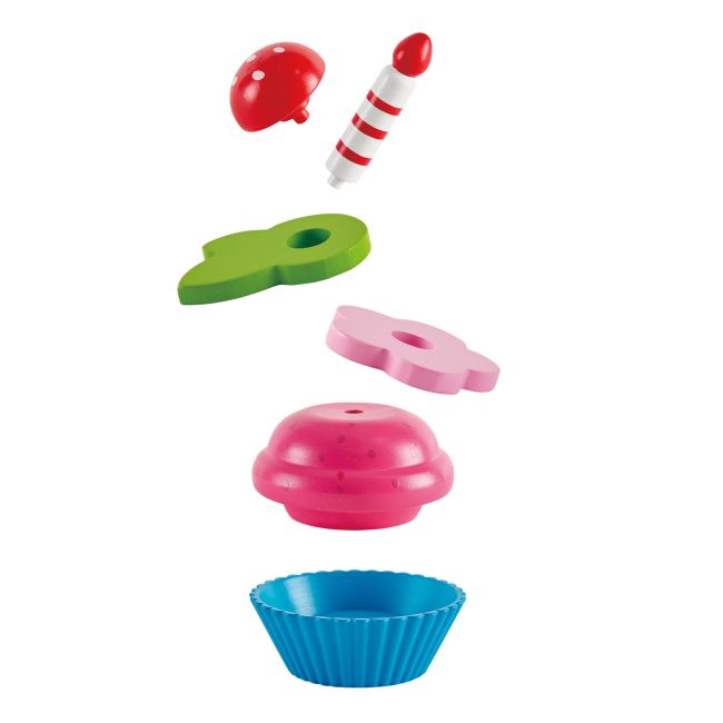 Jucarie din lemn - Prajituri cupcake (18 piese)