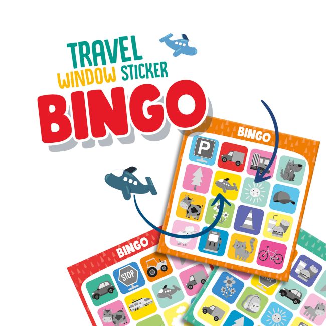 Joc bingo de copii cu stickere - set de calatorie