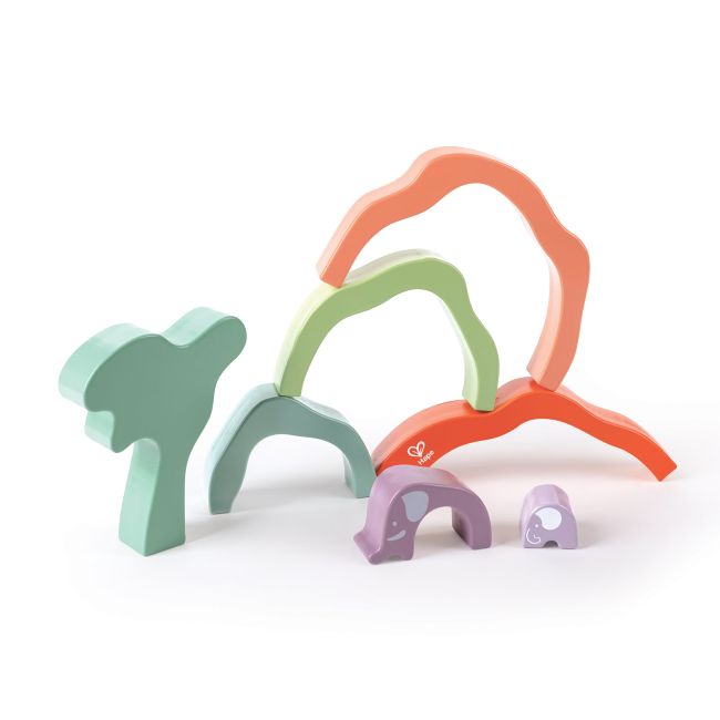 Jucarie din lemn de stivuit - Elefant (7 piese)