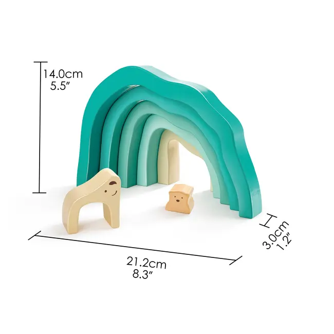 Jucarie din lemn de stivuit - Urs polar (7 piese)