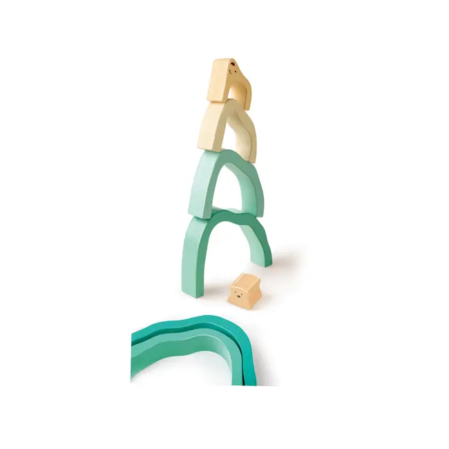 Jucarie din lemn de stivuit - Urs polar (7 piese)