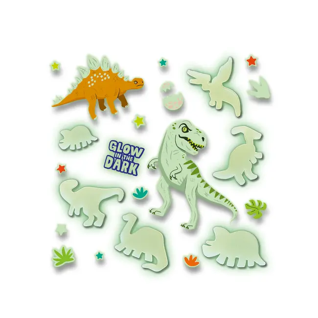 Set autocolante fosforescente cu dinozauri pentru copii