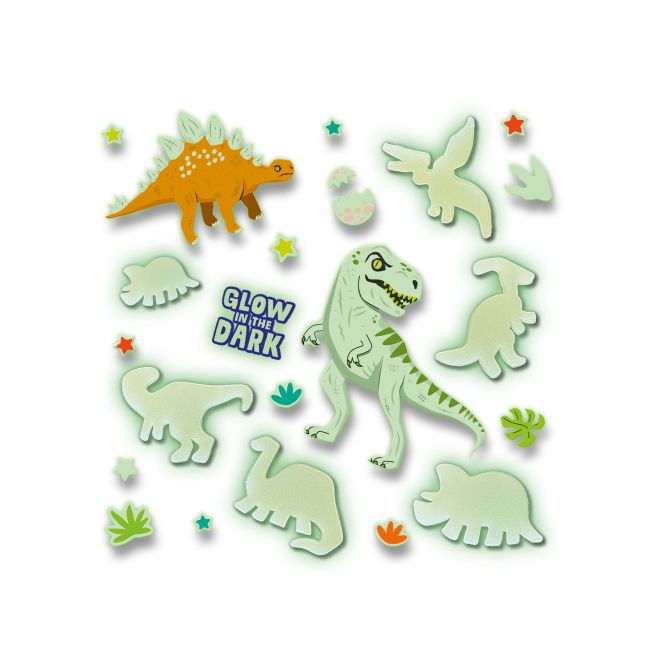 Set autocolante fosforescente cu dinozauri pentru copii