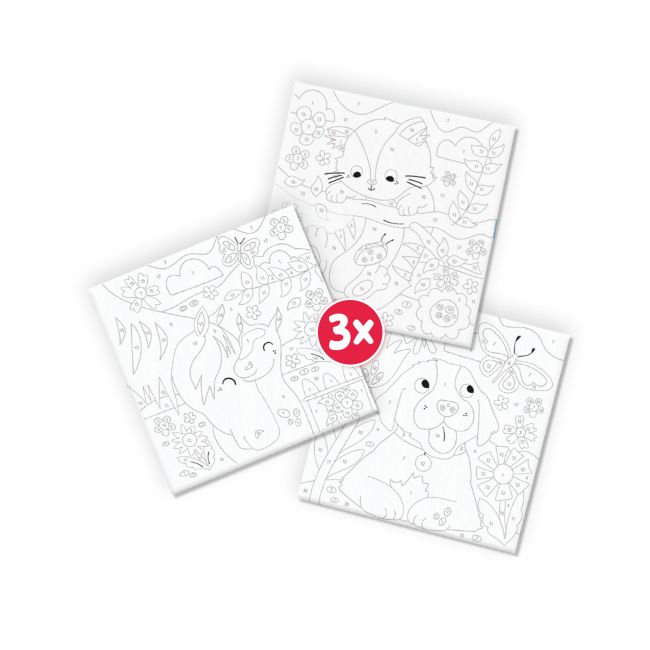 Set creativ - Pictura pe numere Animale de companie (3 panze)