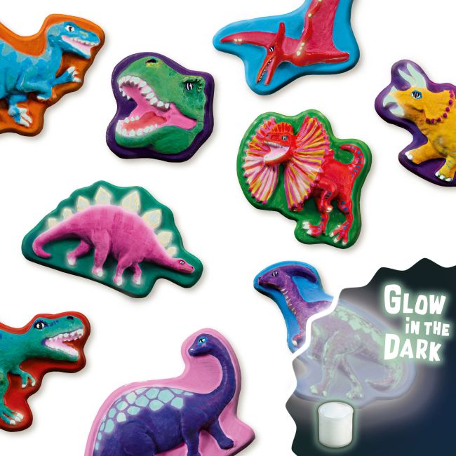 Set de lucru manual pentru copii cu dinozauri fosforescenti