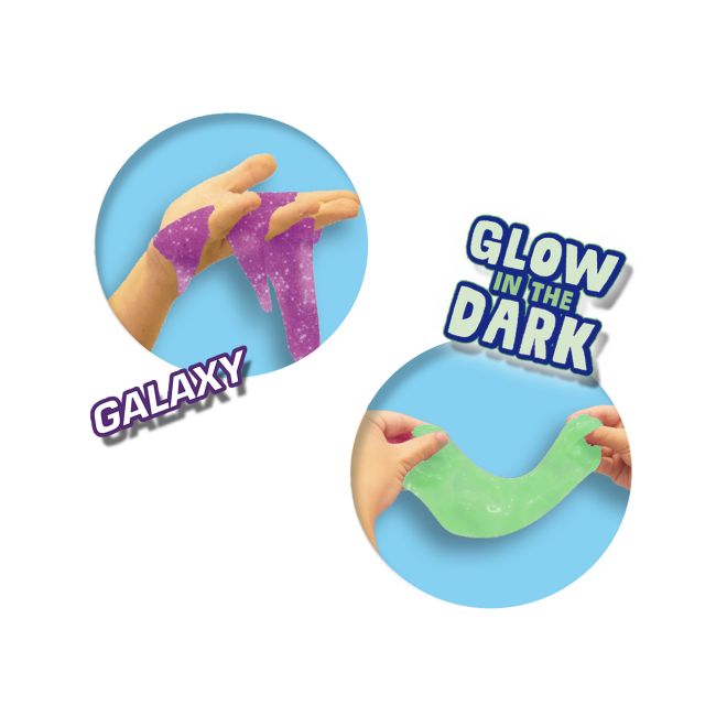 Slime colorat fluorescent cu sclipici pentru copii (2x120 gr.)