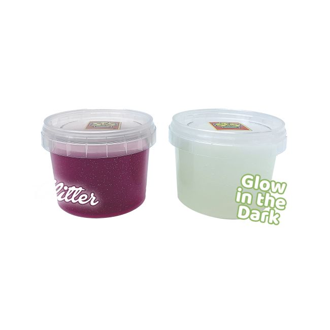 Slime colorat fluorescent cu sclipici pentru copii (2x120 gr.)