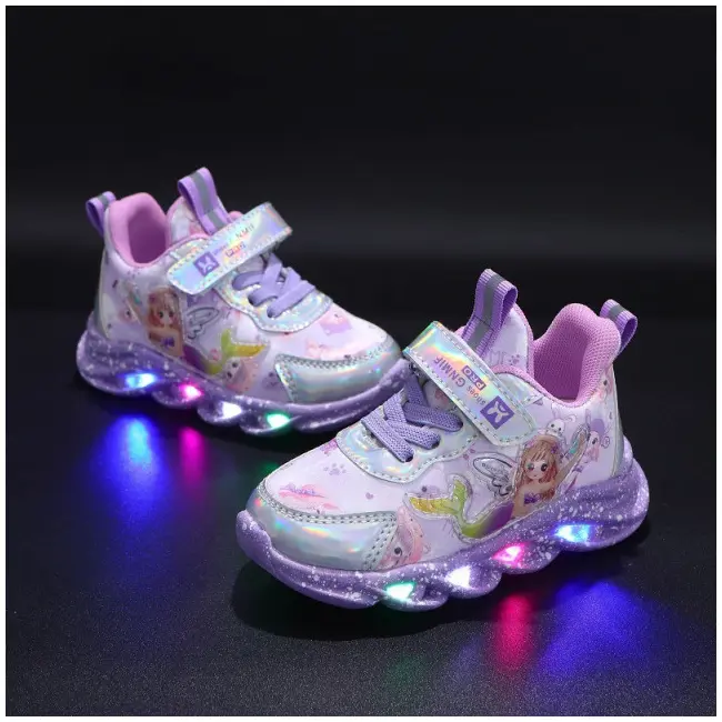 Adidasi lila cu luminite - Siren MDM-301-1-c