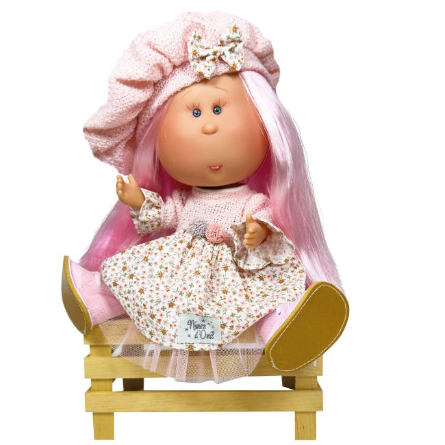 Papusa Nines D'Onil, Colectia Little Mia, cu parul roz, 23 cm