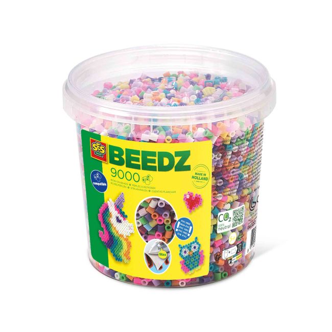 Set margele de calcat culori trendy Beedz, in galeata 9000 bucati