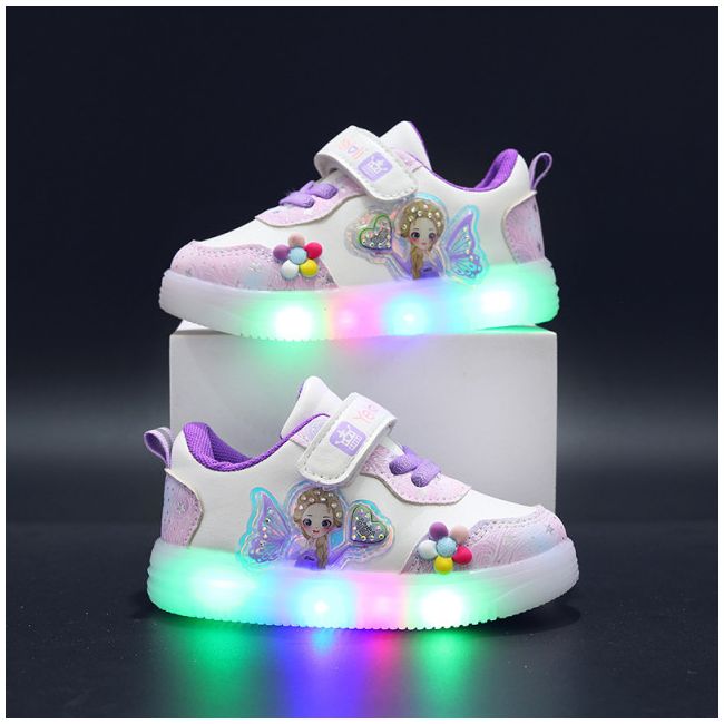 Adidasi albi cu lila cu luminite - Doll MB8802-3-c