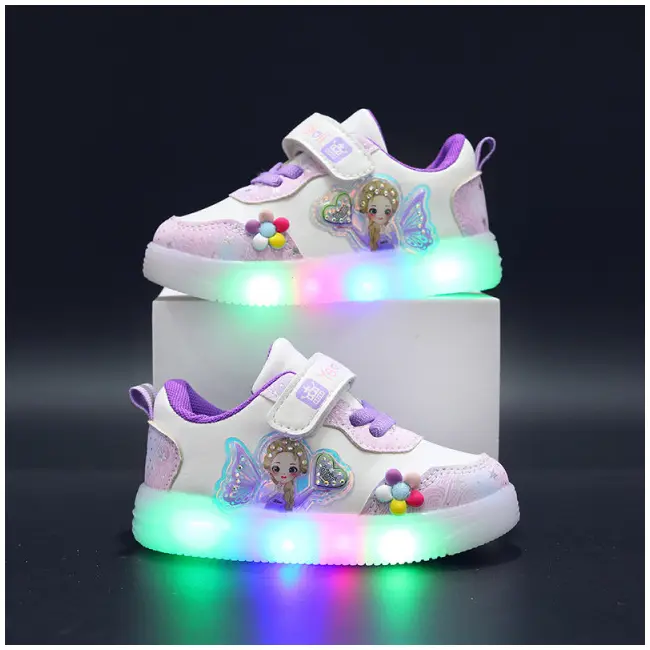Adidasi albi cu lila cu luminite - Doll MB8802-3-c