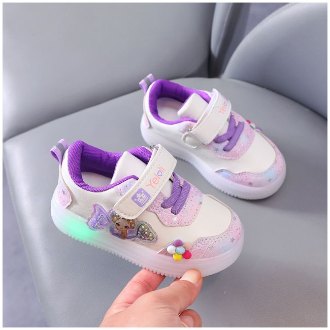 Adidasi albi cu lila cu luminite - Doll MB8802-3-c