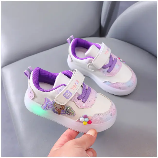 Adidasi albi cu lila cu luminite - Doll MB8802-3-c