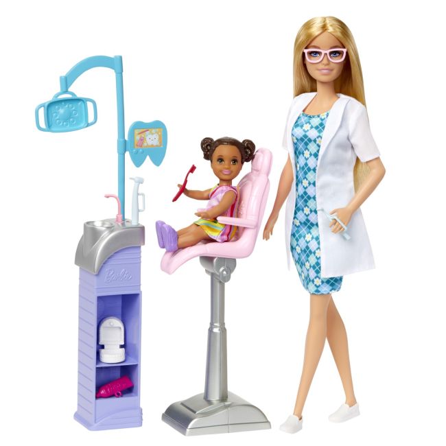 BARBIE CARIERE SET MOBILIER CU PAPUSA DOCTOR STOMATOLOG BLONDA VIVMTDHB63_HKT69