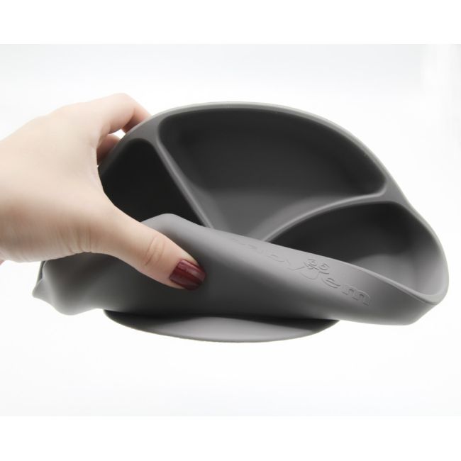 Farfurie din silicon cu 3 compartimente pentru auto-diversificare BabyJem (Culoare: Maro) JEMbj_7156