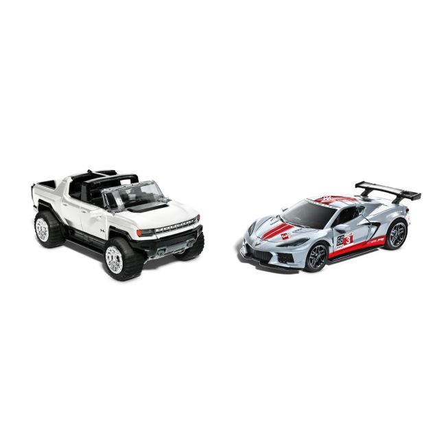 HOT WHEELS SET 2 MASINUTE METALICE PULL BACK GMC HUMMER EV SI CORVETTE C8R 1:43 VIVMTHPR91_HPR94