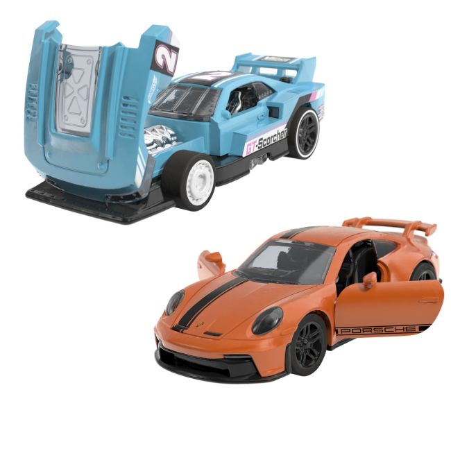 HOT WHEELS SET 2 MASINUTE METALICE PULL BACK GT-SCORCHER SI PORSCHE 911 GT3 1:43 VIVMTHPR91_HPR96