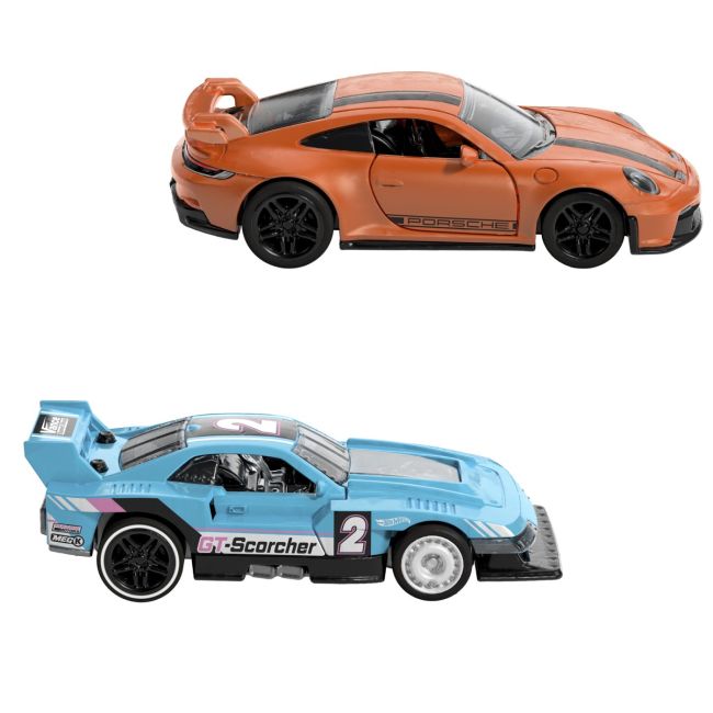 HOT WHEELS SET 2 MASINUTE METALICE PULL BACK GT-SCORCHER SI PORSCHE 911 GT3 1:43 VIVMTHPR91_HPR96