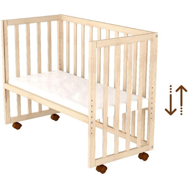 Patut copii din lemn co-sleeper hubners eva 94x46 cm natur hubpcshena