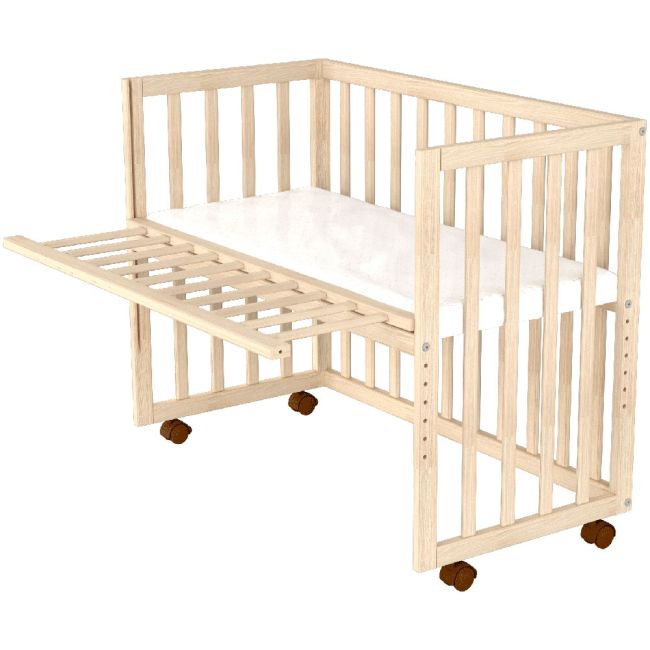 Patut copii din lemn co-sleeper hubners eva 94x46 cm natur hubpcshena