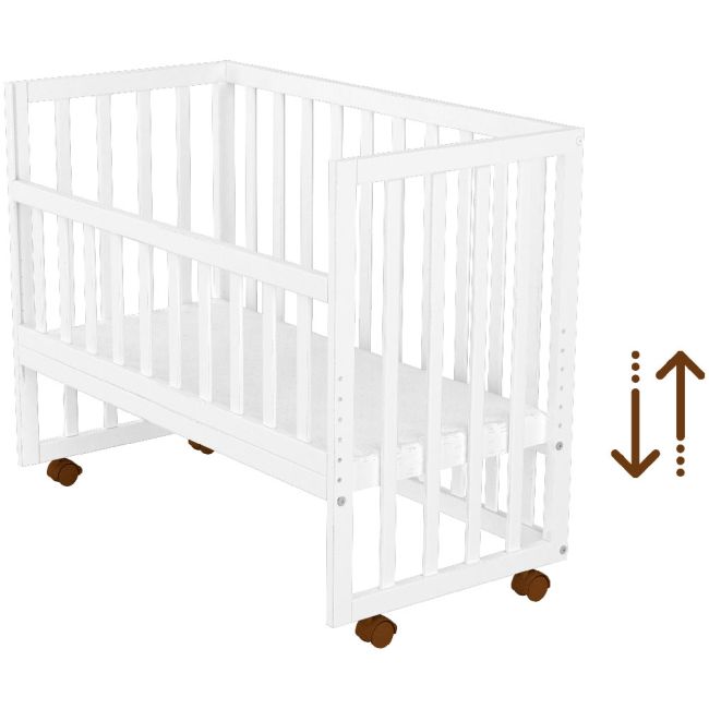 Patut copii din lemn co-sleeper hubners matei 94x46 cm alb hubpcshmal
