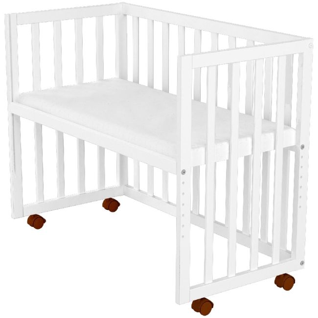 Patut copii din lemn co-sleeper hubners matei 94x46 cm alb hubpcshmal