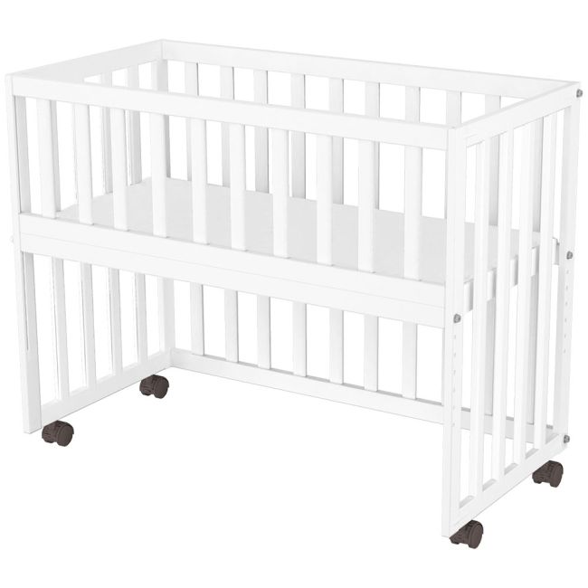 Patut copii din lemn co-sleeper hubners matei 94x46 cm alb hubpcshmal