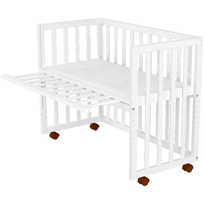 Patut copii din lemn co-sleeper hubners matei 94x46 cm alb hubpcshmal