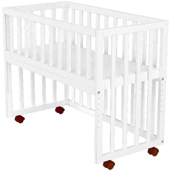 Patut copii din lemn co-sleeper hubners matei 94x46 cm alb hubpcshmal