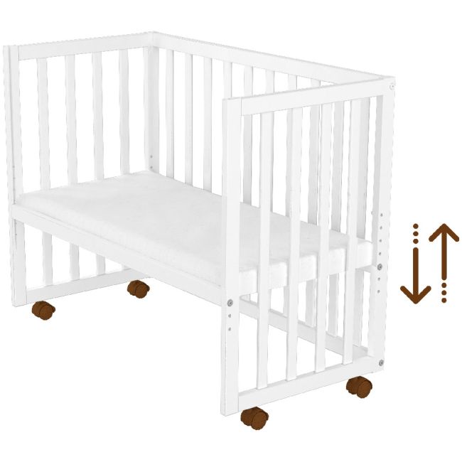 Patut copii din lemn co-sleeper hubners matei 94x46 cm alb hubpcshmal