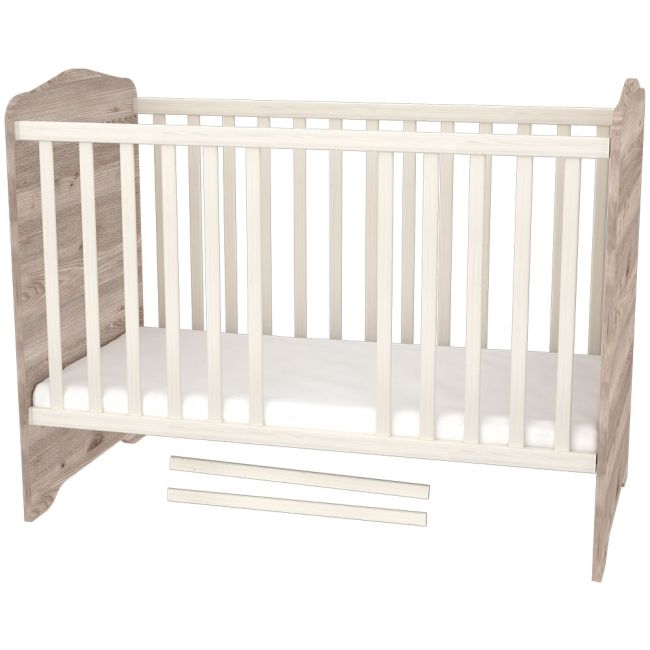 Patut copii din lemn cu sertar hubners sofia 120x60 cm crem nisip hubphsscn