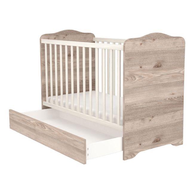 Patut copii din lemn cu sertar hubners sofia 120x60 cm crem nisip hubphsscn