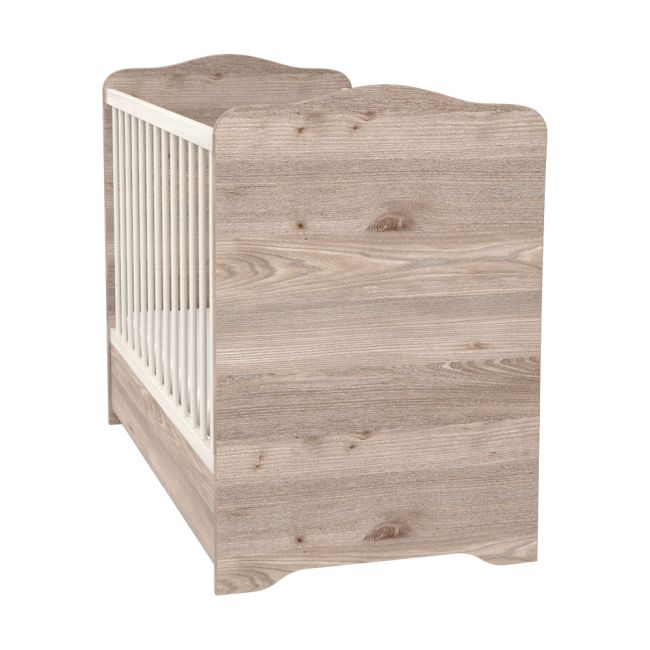 Patut copii din lemn cu sertar hubners sofia 120x60 cm crem nisip hubphsscn