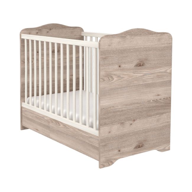 Patut copii din lemn cu sertar hubners sofia 120x60 cm crem nisip hubphsscn