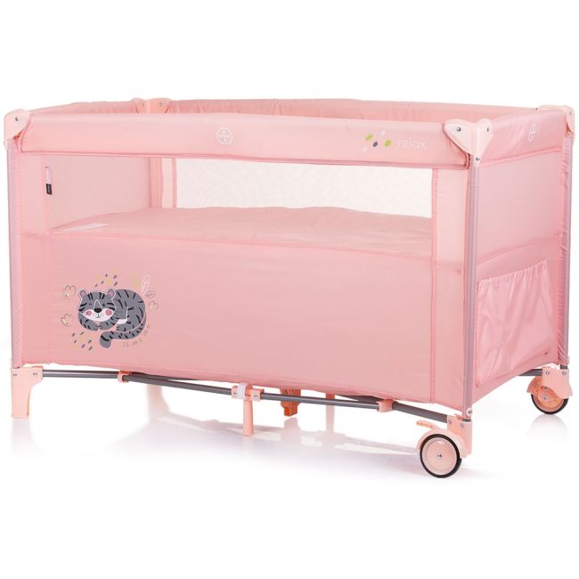 Patut pliabil chipolino relax flamingo cu laterala culisanta hubkosire248fl