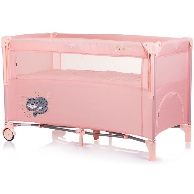 Patut pliabil chipolino relax flamingo cu laterala culisanta hubkosire248fl