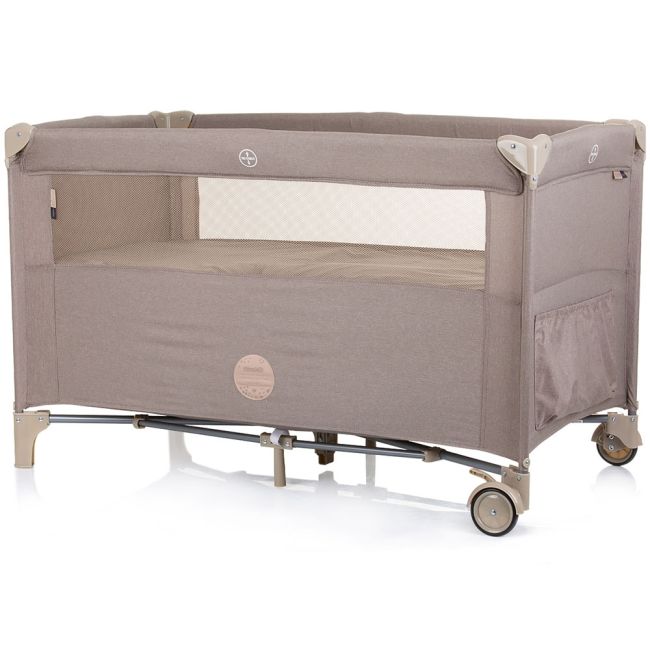 Patut pliabil chipolino relax macadamia linen cu laterala culisanta hubkosire242ma