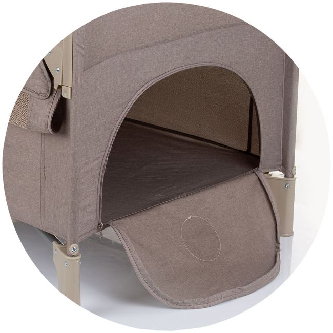 Patut pliabil chipolino relax macadamia linen cu laterala culisanta hubkosire242ma